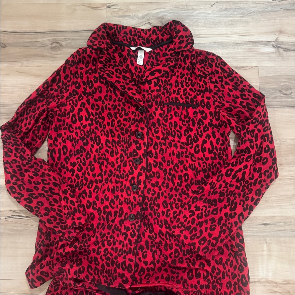 Soma Red Leopard Print Pajama Set - Picture 2 of 5